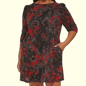 Jessica Howard Paisley Knit Shift Dress Sizes 2X, 3X